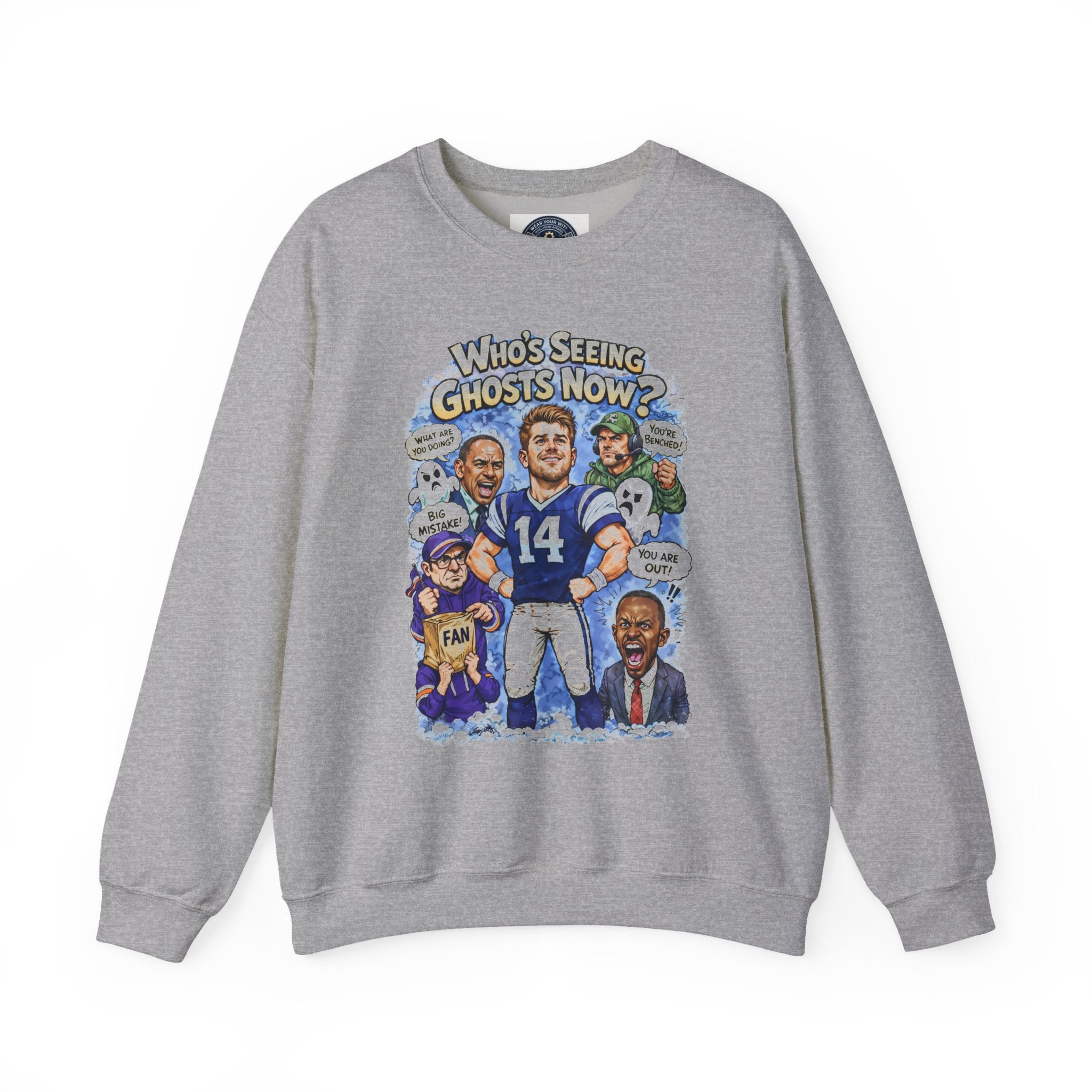 "Who's Seeing Ghosts Now?" Unisex Heavy Blend™ Crewneck Sweatshirt