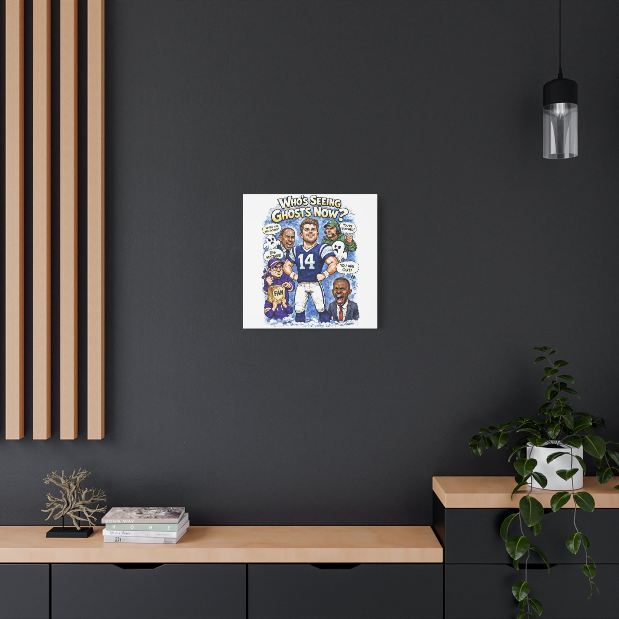"Who's Seeing Ghosts Now?" Football Player Cartoon Matte Canvas