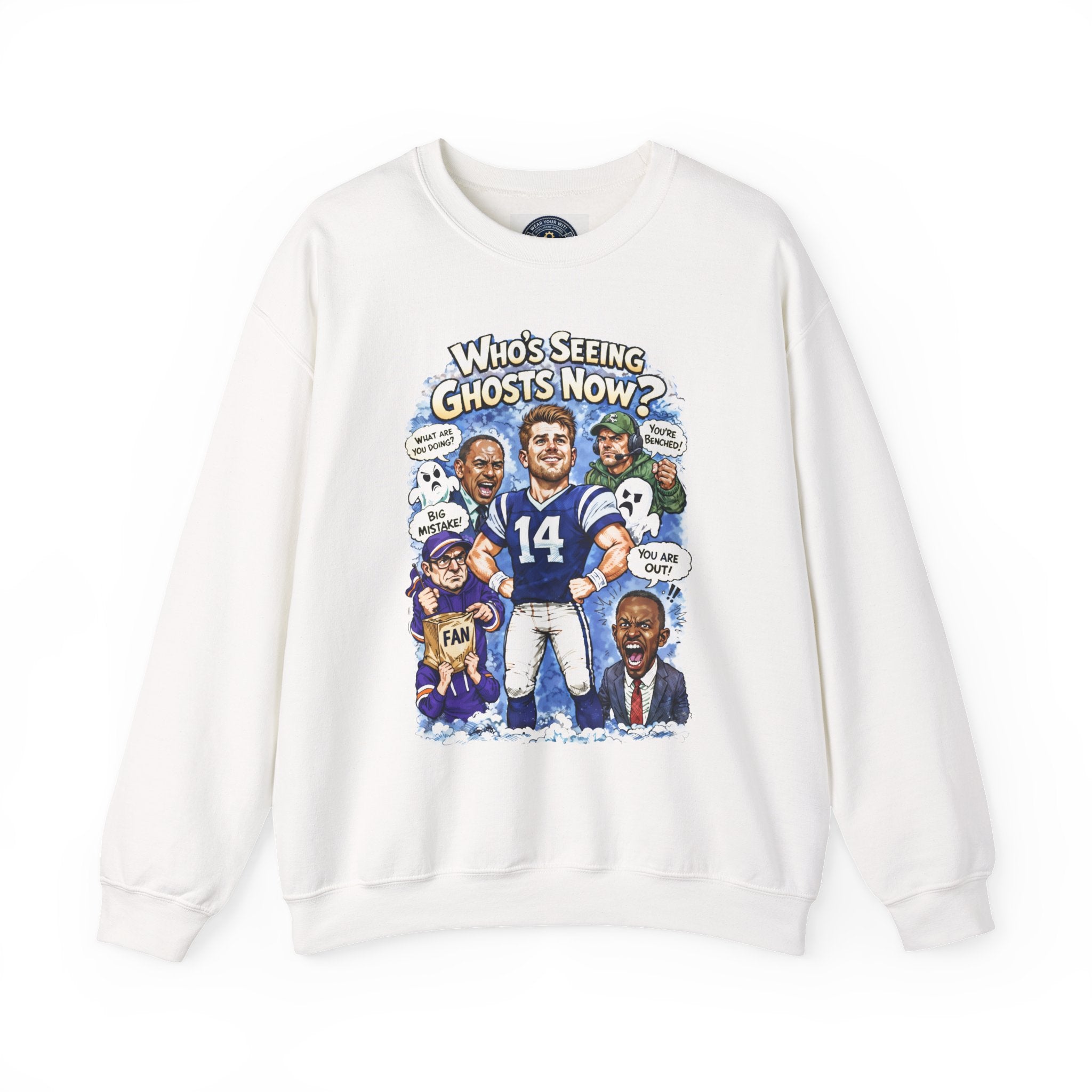 "Who's Seeing Ghosts Now?" Unisex Heavy Blend™ Crewneck Sweatshirt