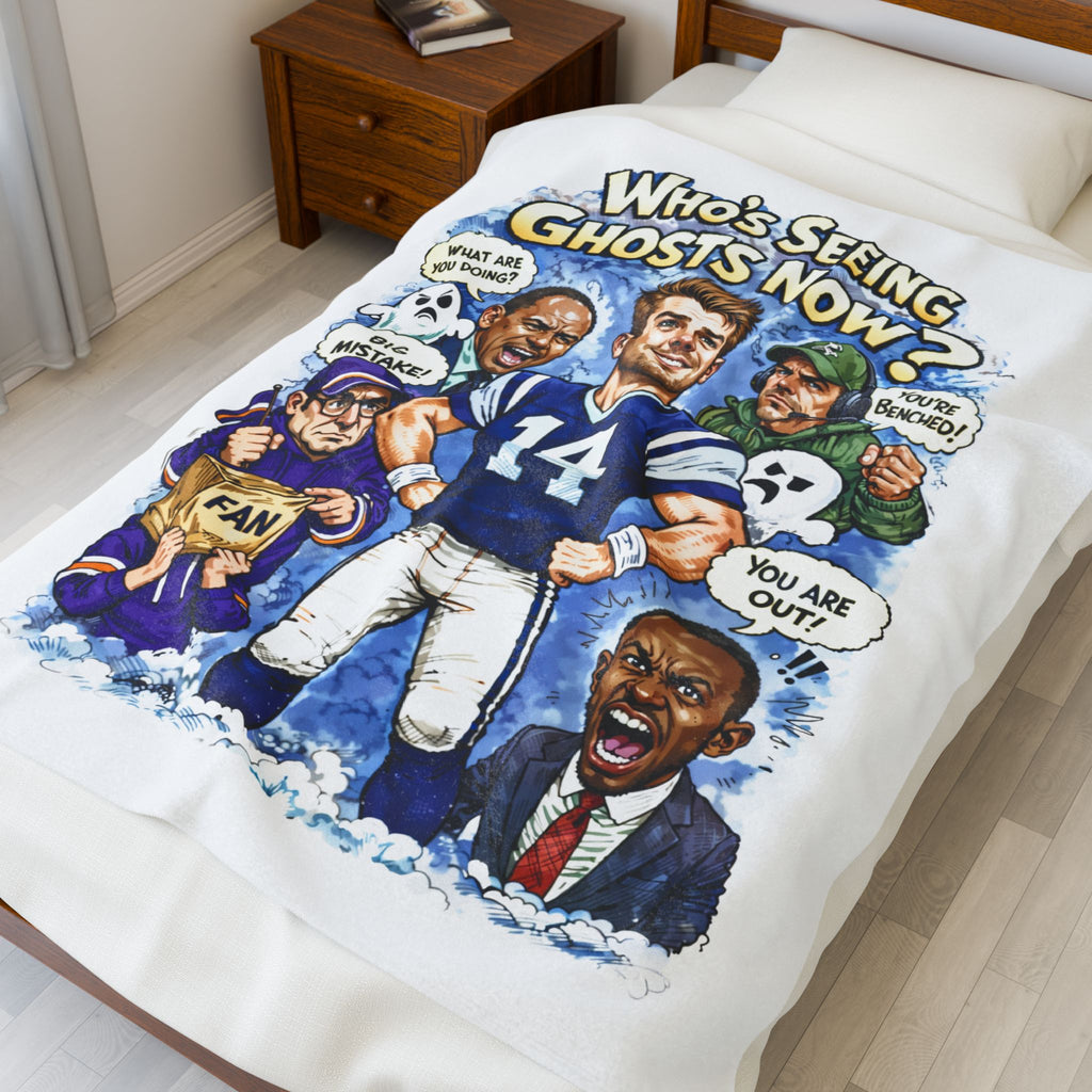 "Who's Seeing Ghosts Now?" Football Velveteen Plush Blanket