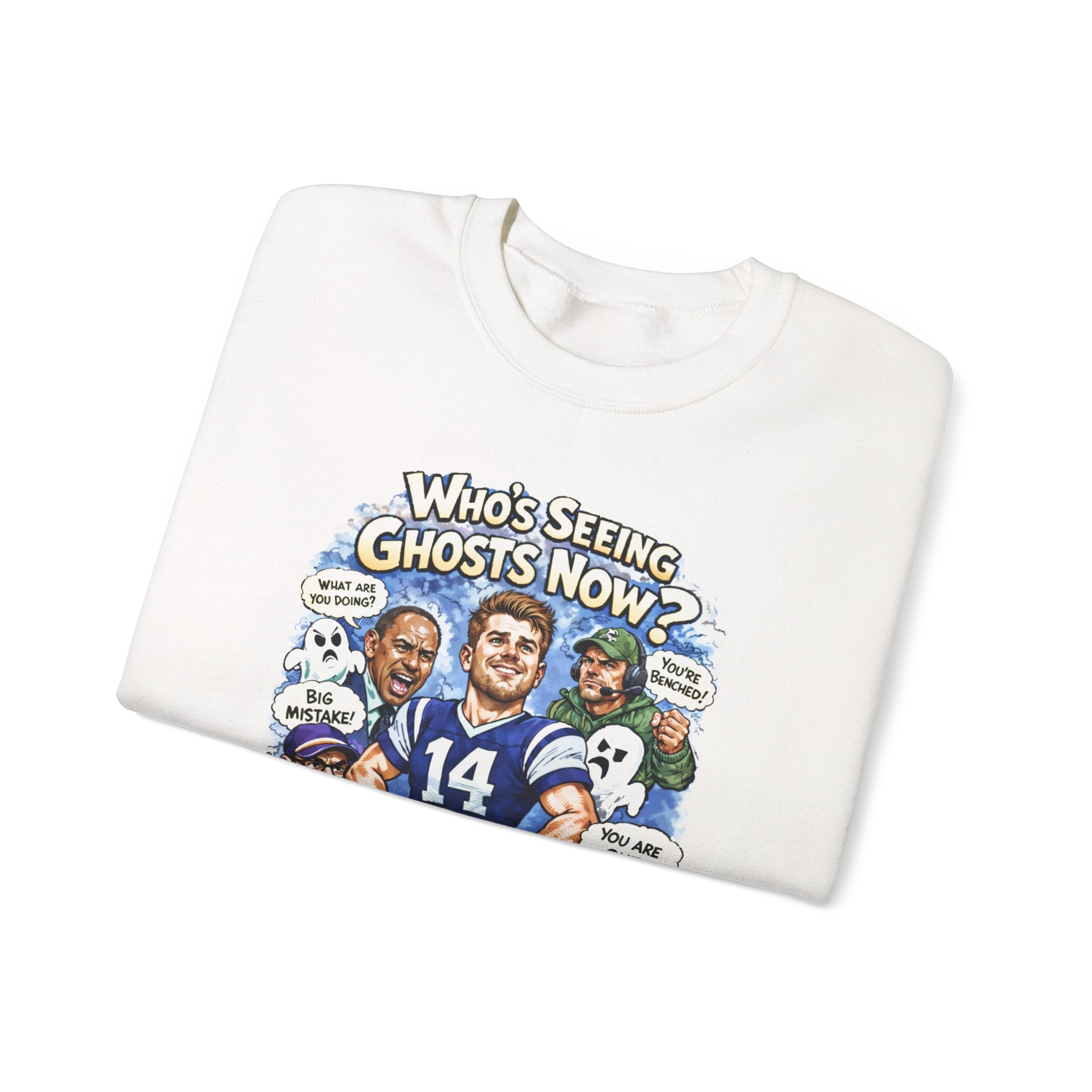 "Who's Seeing Ghosts Now?" Unisex Heavy Blend™ Crewneck Sweatshirt