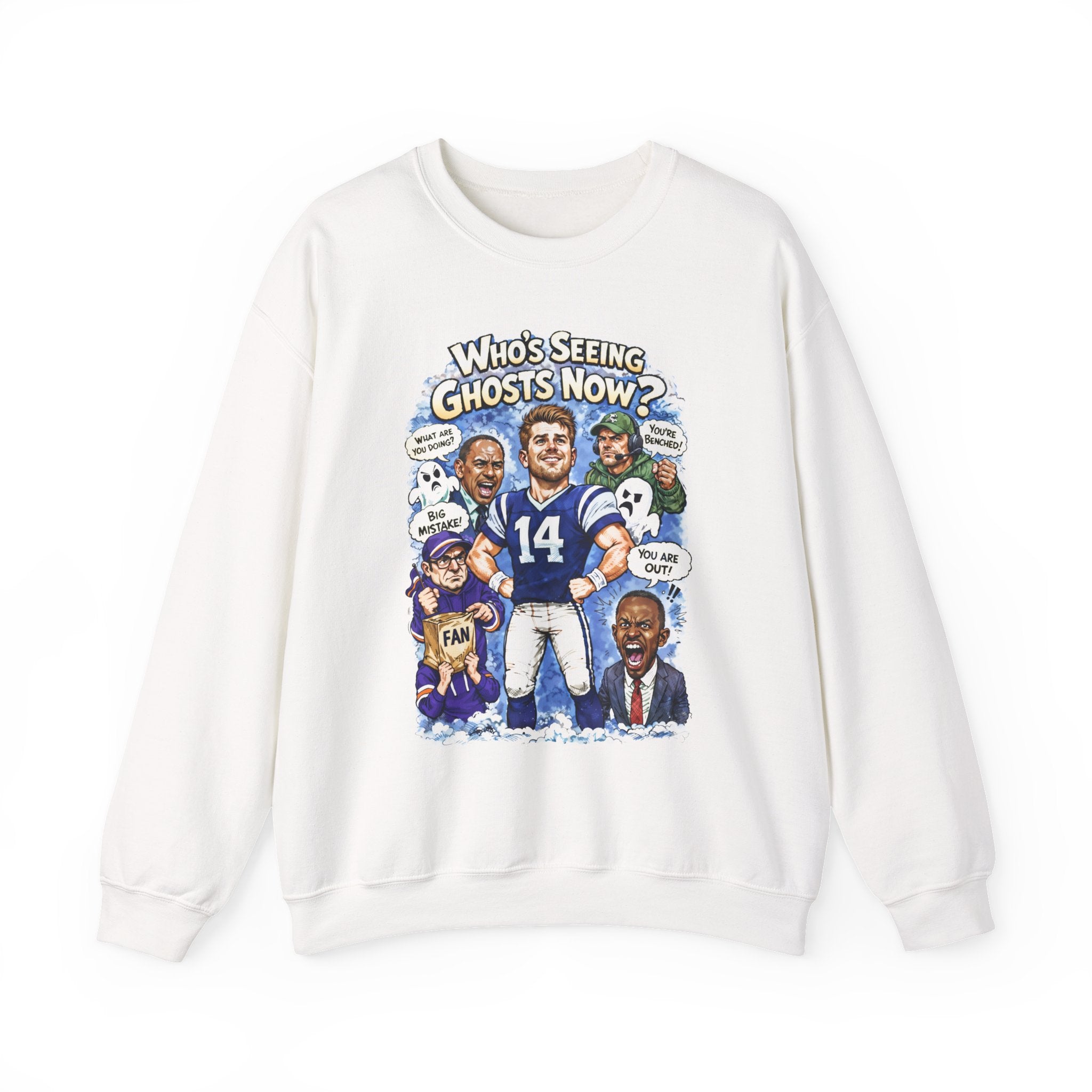 "Who's Seeing Ghosts Now?" Unisex Heavy Blend™ Crewneck Sweatshirt