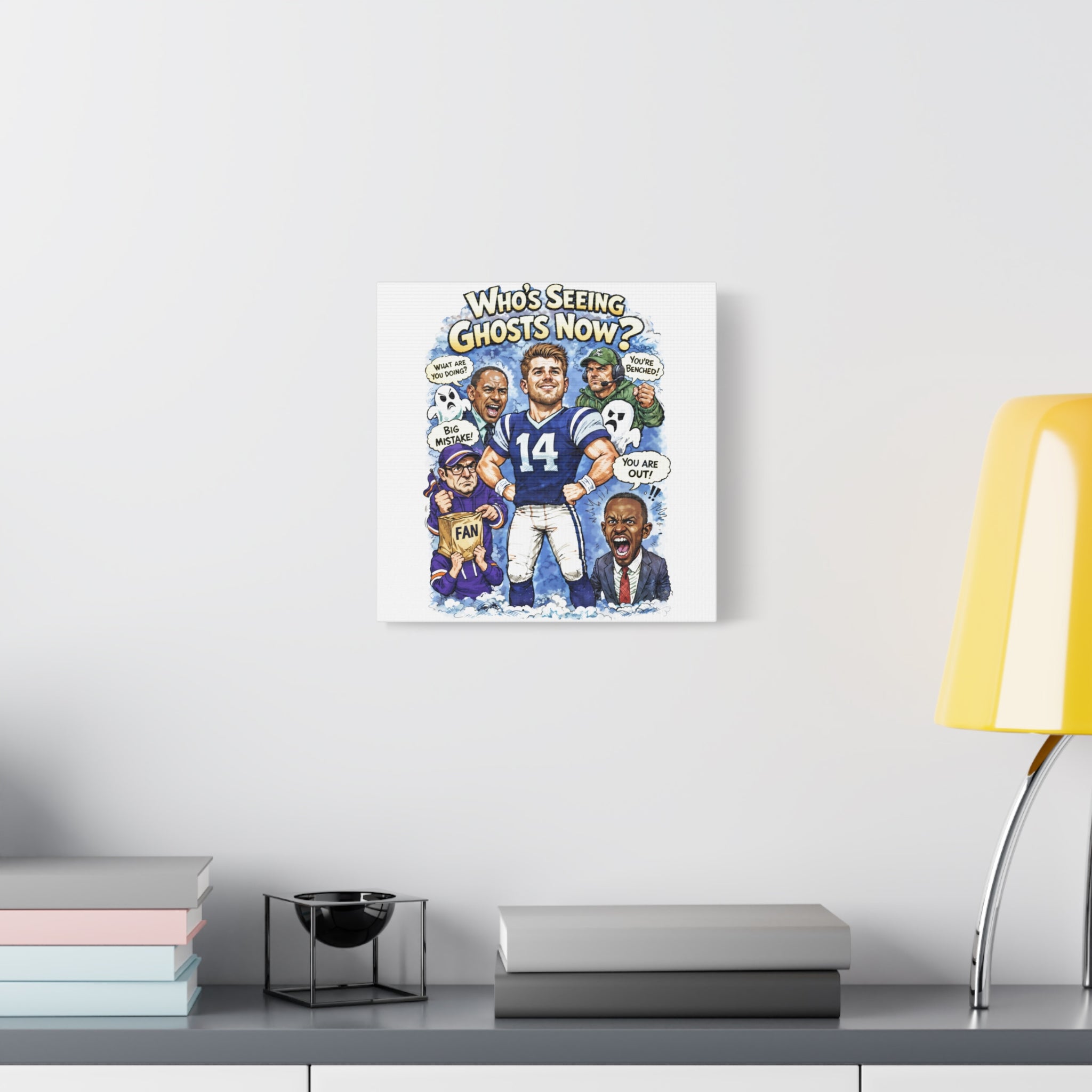 "Who's Seeing Ghosts Now?" Football Player Cartoon Matte Canvas