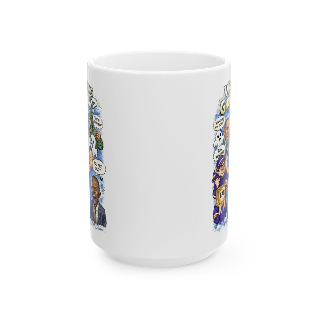 "Who's Seeing Ghosts Now?" – Funny Cartoon Coffee Cup (15oz)
