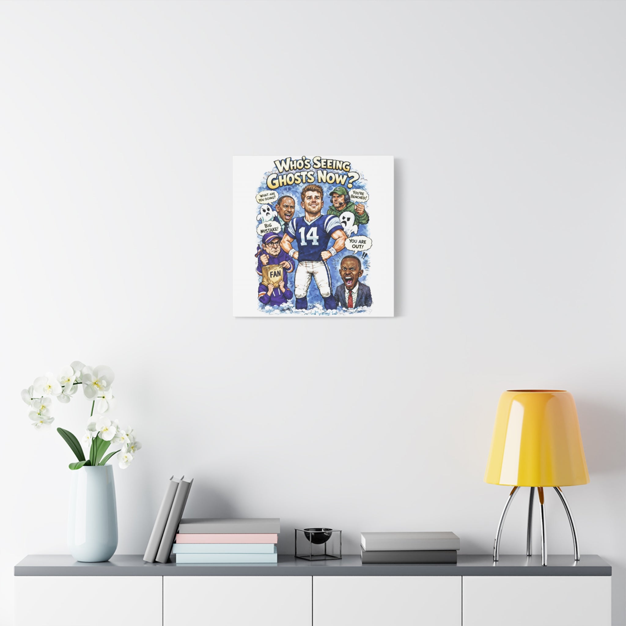 "Who's Seeing Ghosts Now?" Football Player Cartoon Matte Canvas