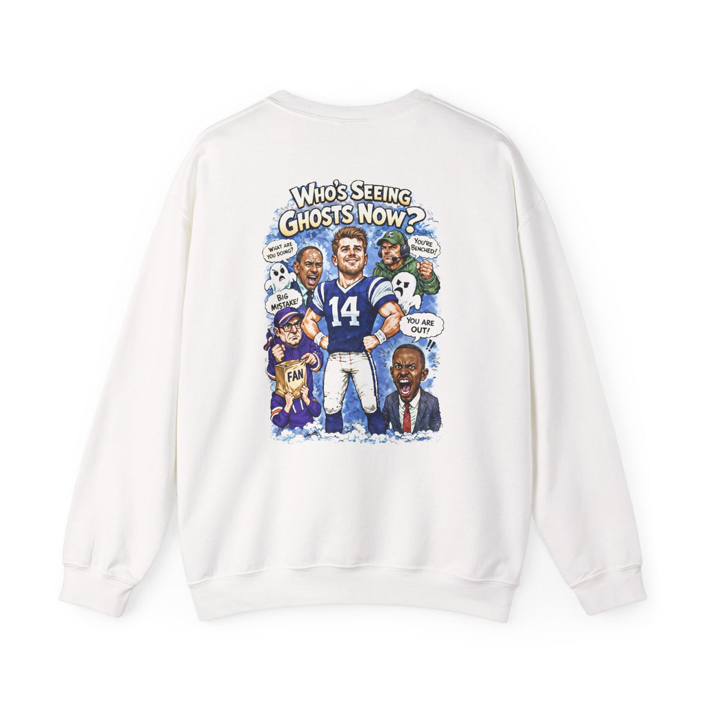 "Who's Seeing Ghosts Now?" Unisex Heavy Blend™ Crewneck Sweatshirt